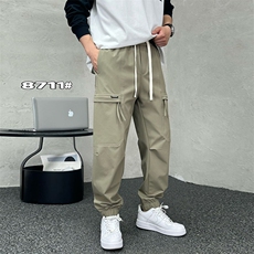 新款休闲男长裤工装刺绣多口袋束脚裤A329-K8711-P65，男装工装外套，电商A329