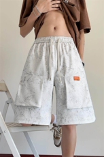 特批P30无差价夏季高街复古扎染大口袋薄款直筒工装短裤男DK5848，男装休闲裤，电商A001