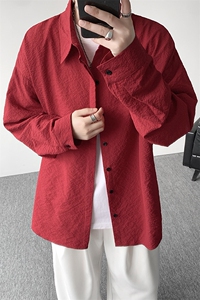 8XL-M泡泡纱盐缩肌理长袖衬衫男夏季冰丝外套防晒衬衣CS29007P40图片