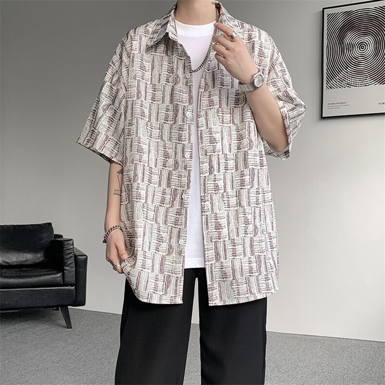 8XL-M花衬衫男款短袖夏季冰丝薄款花衬衣大码寸衫外套DC28013P38，男装衬衫，电商B312