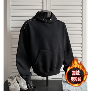 卫衣500克重磅加绒奥粒绒无帽绳拉链连帽硬挺外套男 RH5307JR-P60图片