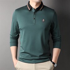 D66161钱塘2020-2春秋季新款百搭时尚惆怅中年男士长袖T恤p63，男装T恤，钱塘207-2