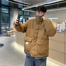假两件棉服男士韩版潮流高街2024冬季ins宽松棉服外套MF289-P93，男装棉衣，星座412-2