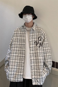 港风长袖夹克男大码M-5XL中性风情侣潮大皂风夹克男CCS8019P45图片