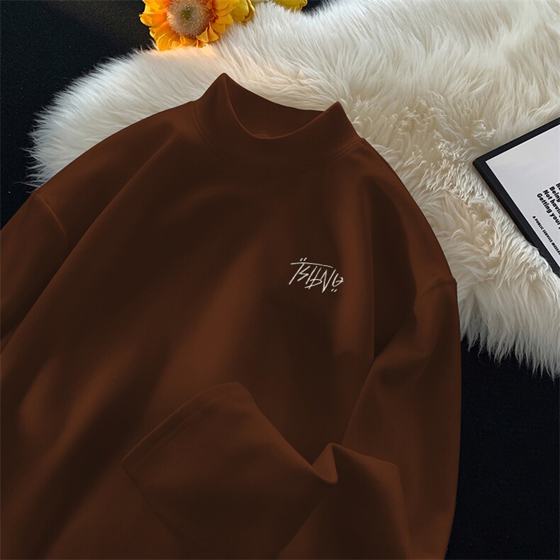 双面德绒磨毛半高领打底衫保暖长袖卫衣百搭T恤上衣XT206-P23网图，男装T恤，电商B245