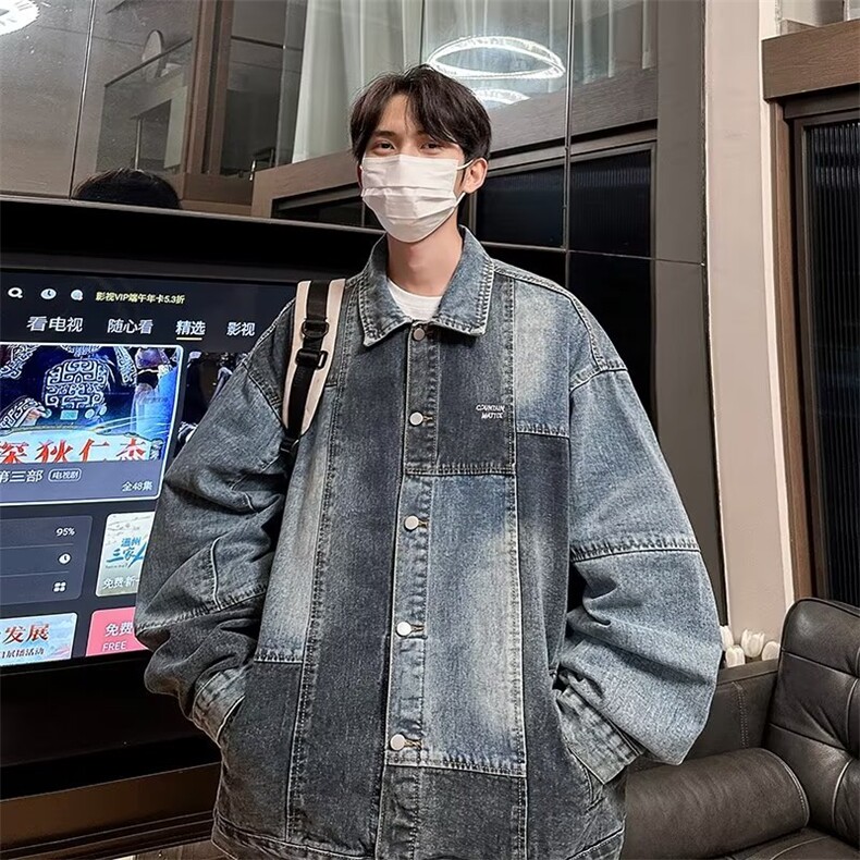 春季新款牛仔外套男女ins潮牌日系宽松复古做旧水洗牛仔夹克潮流,男装夹克,星座716-4