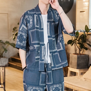 夏季 大码风道袍棉麻开衫薄款衬衫日系和服防晒衣潮 F03/P45图片