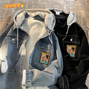JK3009J-P95-限价138 M-5XL羊羔绒加绒牛子夹克外套牛仔棉服大码图片