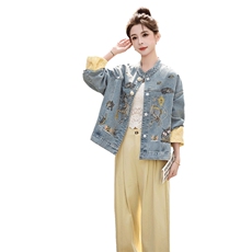 大量现货2026年春季新款女装时尚气质新中式重工刺绣牛仔外套，女装短外套，关键词