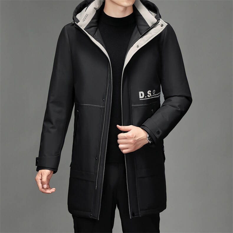 羽绒服男2023新款中年男士加厚保暖冬装爸爸冬季中长款男装外套图片