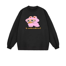 2025年秋季长袖套头通勤粉色拉布布，女装卫衣/绒衫，花可