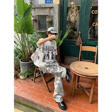 网图迷彩水洗做旧口袋阔腿宽松休闲迷彩口袋工装裤YN283-PO55，男装工装外套，星座1001-1