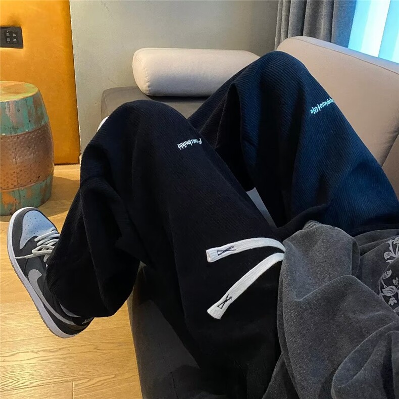 工装裤2023新款春秋季男装垂感港风情侣直筒裤K09512-P45,男装休闲裤,星座308B-1