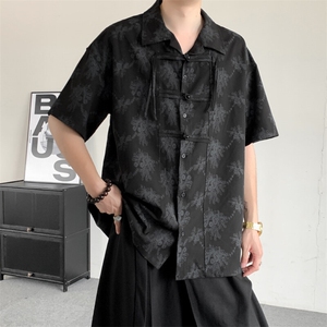 夏装2025新中式盘扣复古衬衫男女同款风上衣大码汉服衬衣大码图片