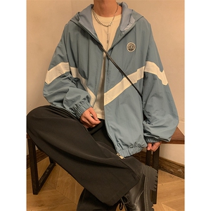 现货 时尚学院风防风防水拼接撞色情侣外套XZ301A WT102 P78图片