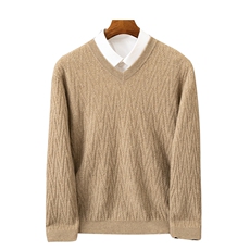 时尚百搭V领羊绒开衫男高级质感商务休闲毛衣优雅绅士必备，男装羊绒开衫，吉高羊绒
