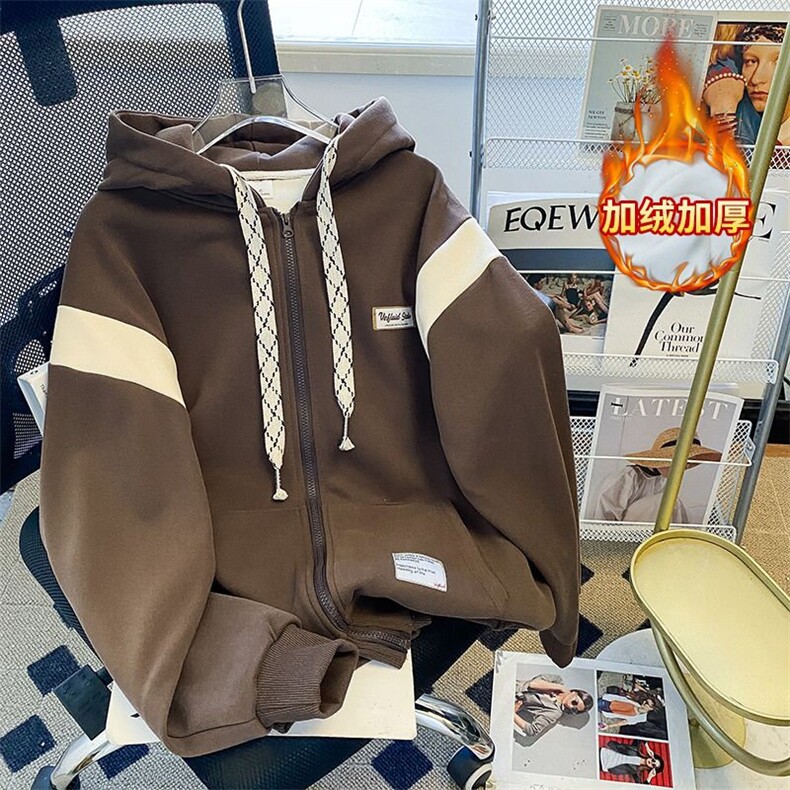 5573-P66新款380克华棉复合连帽开衫卫衣外套加绒，女装卫衣/绒衫，星座617A-2