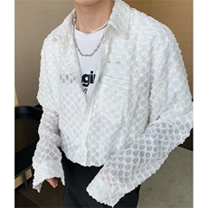 镂空长袖衬衫男士夏季高级感宽松上衣潮流轻熟风防晒衬衣C307，男装衬衫，星座1116A（原606A-3）