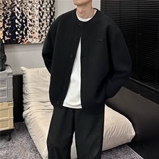 KS223-秋冬新款开衫毛衣复古休闲慵懒风针织衫纯色外套-网络图，男装针织衫/毛衣，星座1002-2