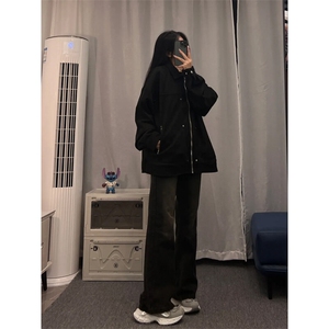 美式hiphop牛仔裤修身直筒微喇叭裤图片