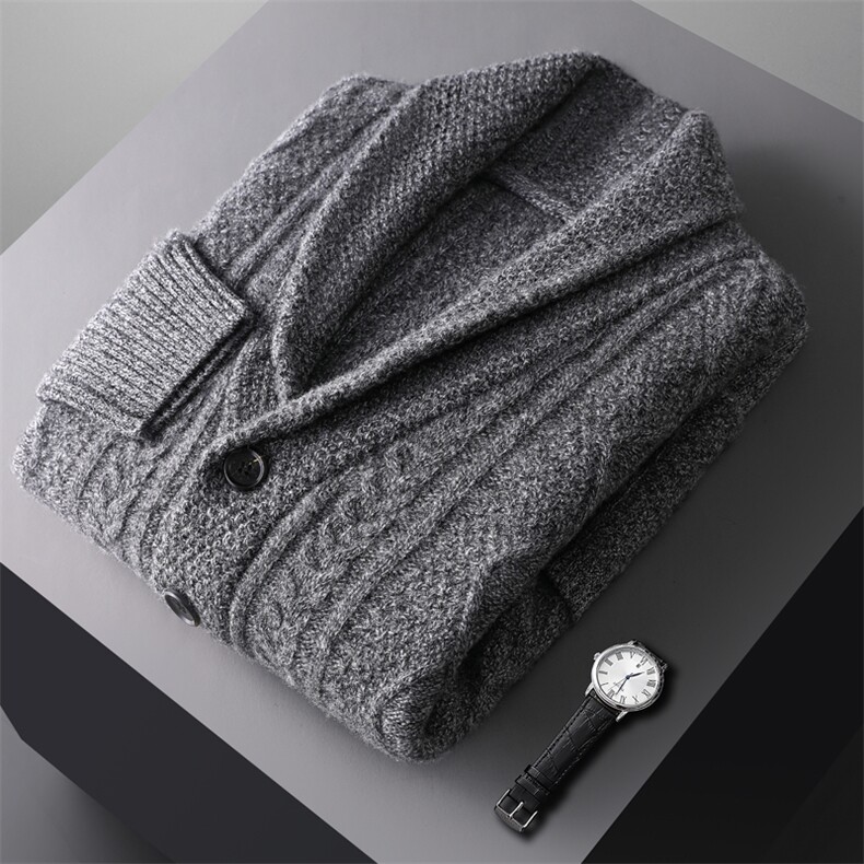 时尚简约男士羊毛开衫百搭青果领设计休闲商务两相宜男装，男装羊毛衫，冬季工坊