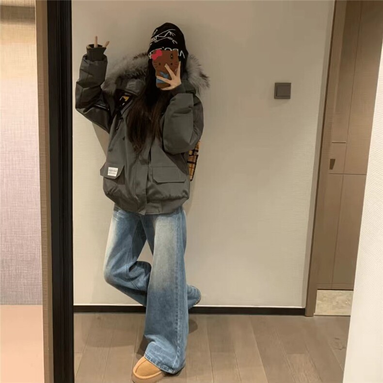 25@美式复古大毛领工装羽绒棉服外套秋冬派克服棉衣H993-P109网图,男装棉衣,电商B245