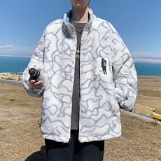 特P75限秋冬款两面穿立领外套男宽松加厚棉服休闲羊羔毛棉衣YG01，男装棉衣，电商B370