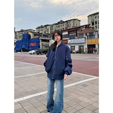 美式飞行员冲锋衣夹克女春秋新款设计感韩系宽松百搭棒球服外套女，男装夹克，星座1210-1