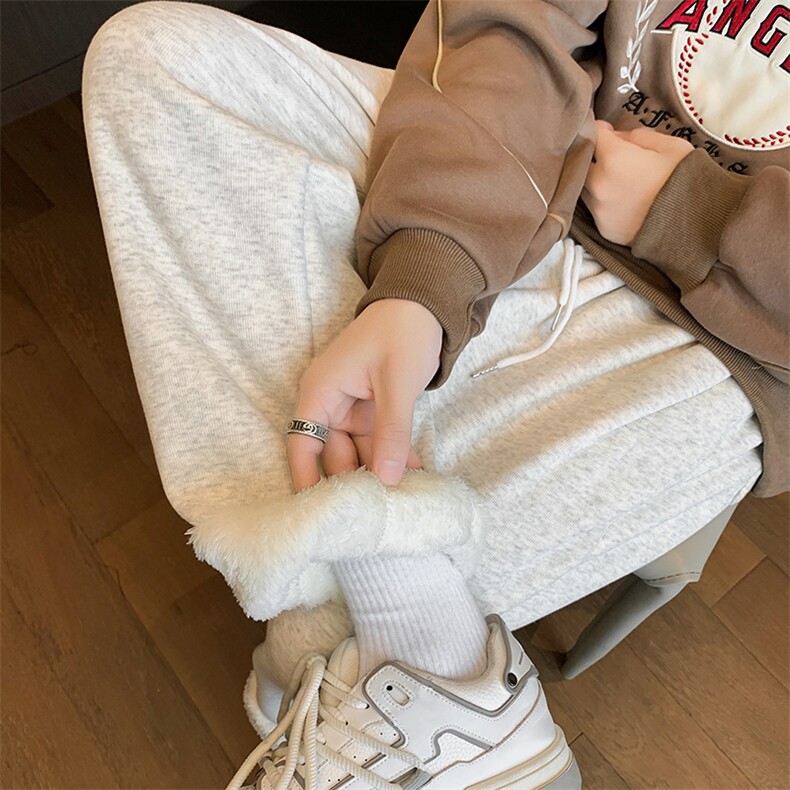 8XL-M羊羔绒运动裤宽松束脚棉裤加厚保暖休闲裤卫裤K9105P58控78，男装棉裤，电商D206-1