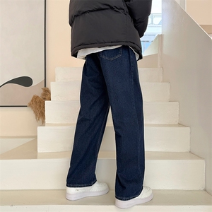 2025秋冬新款港风纯色直筒宽松日系牛仔裤潮男B381-2/9915/P58图片