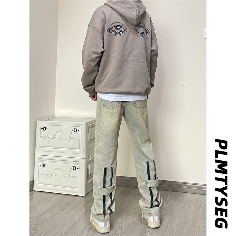 B221 美式ins高街小众拉链直筒牛仔裤 LK23028-P60 控78图片