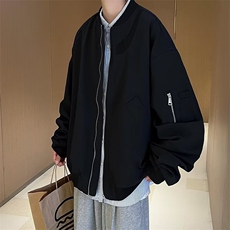XZ213-JK03-P68控882025新款港风纯色棒球领夹克外套，男装夹克，星座213