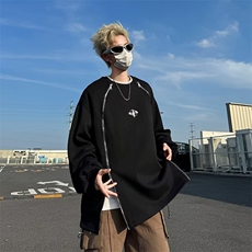 拉链美式高街长袖卫衣男春秋季小众设计宽松圆领外套A43-P45，女装短外套，星座1001-1