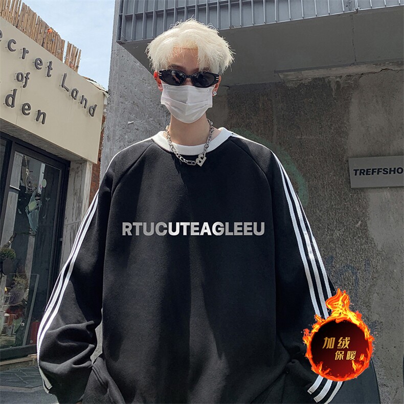 抖音得物高品质重磅全棉二开支持退换360克宽松织带圆领卫衣0506,男装卫衣,电商A486