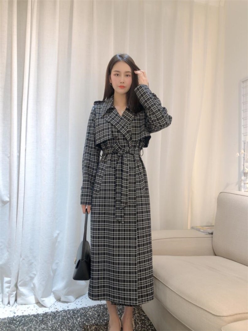 DINOBlENS/秋款上新 经典格子风衣 三色四，女装风衣，迪诺比亚