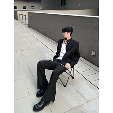 【有货】黑色垫肩短款西装外套男高级感痞帅行政夹克Y160HH-特P60，男装夹克，星座1007（原301D）
