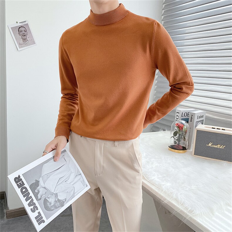 半高领毛衣男士纯色针织衫修身款MY631-P35,男装针织衫/毛衣,星座1012-1