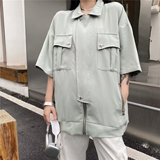 夏季短袖外套女拉链休闲潮牌运动港风痞帅青少年衬衫CY827-P49，男装衬衫，星座412-2