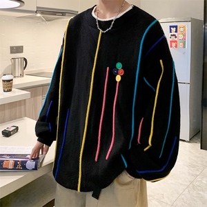8XL-M 特大码冬季慵懒?宽松感拼色流苏软糯羊针织毛衣MY1203P65图片