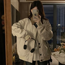 日系复古设计感拼色翻领工装夹克女春季灯芯绒百搭纽扣C838-P100，男装夹克，星座911-2(原星座613-2）