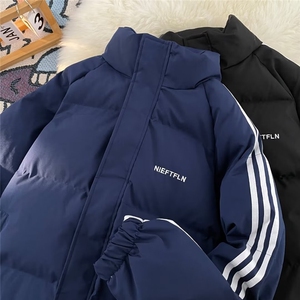 棉服男韩版潮流条纹拼色帅加厚2025冬季新款ins棉衣外套MF165-P95图片