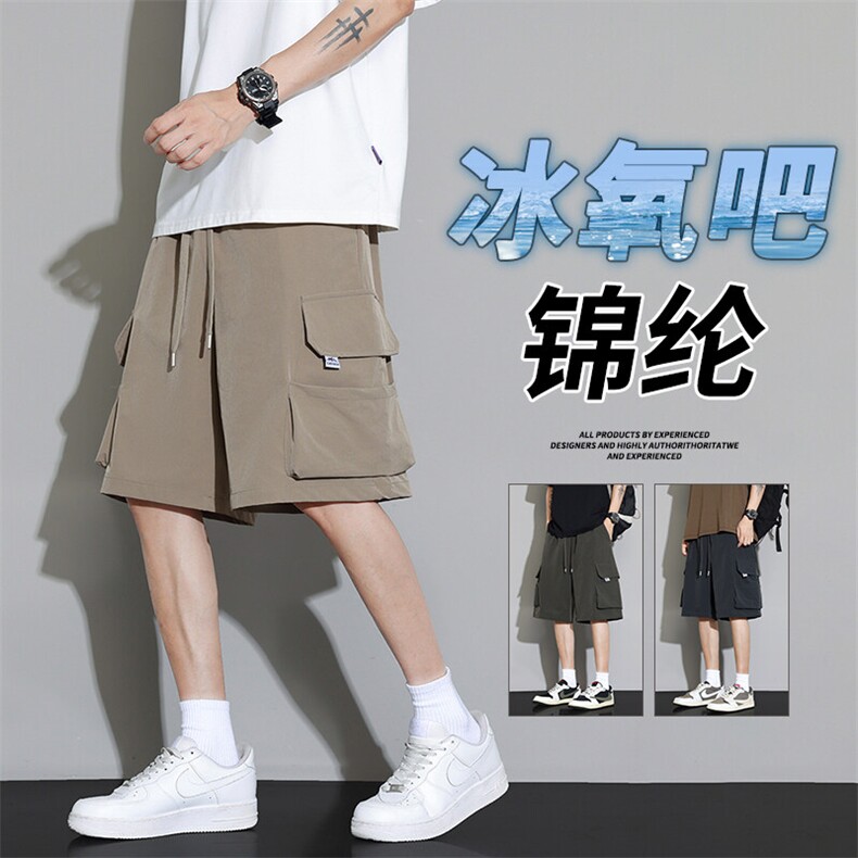 抖音品质美式休闲宽松运动多口袋五分裤潮A146-GY509特p35量大优图片