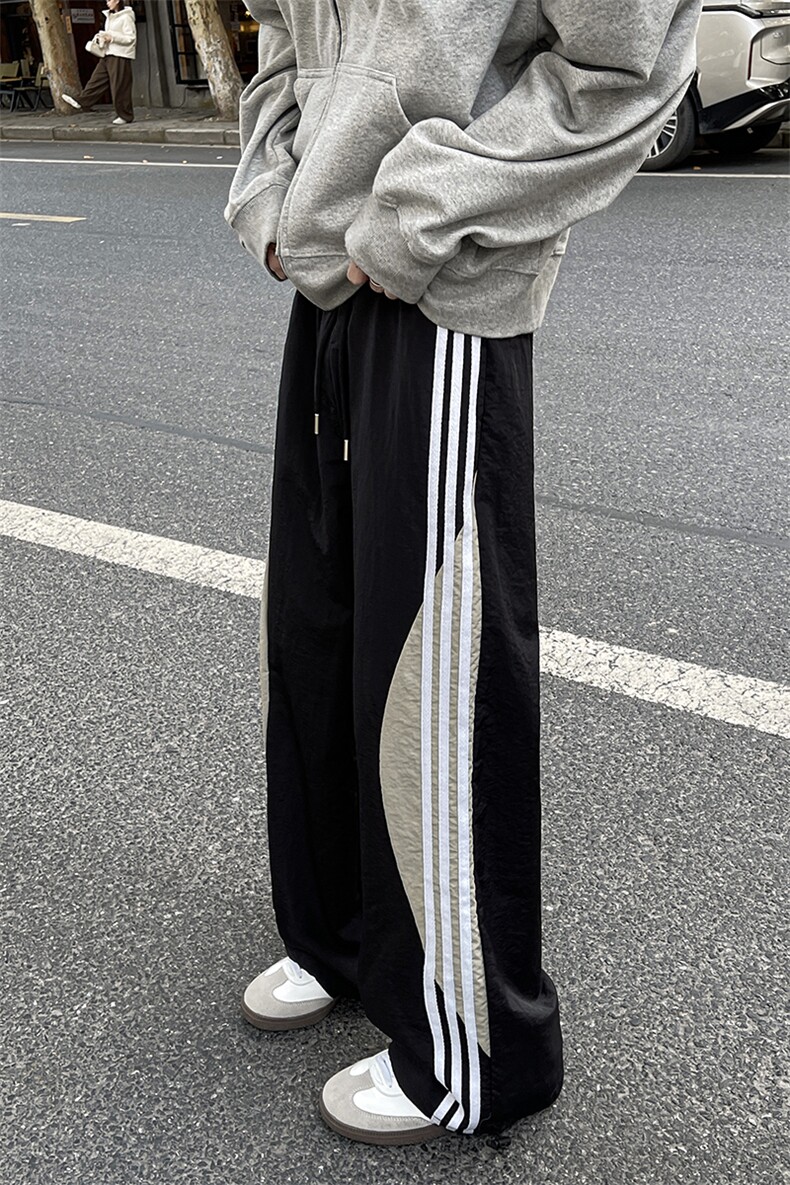 8XL-M加绒加厚条纹工装裤束脚休闲阔腿美式运动裤男K9116P58控78,男装休闲裤,电商D206-1