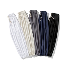 白底平铺夏季大码日系风亚麻休闲裤宽松直筒阔腿裤K303/P75，男装休闲裤，钱塘713