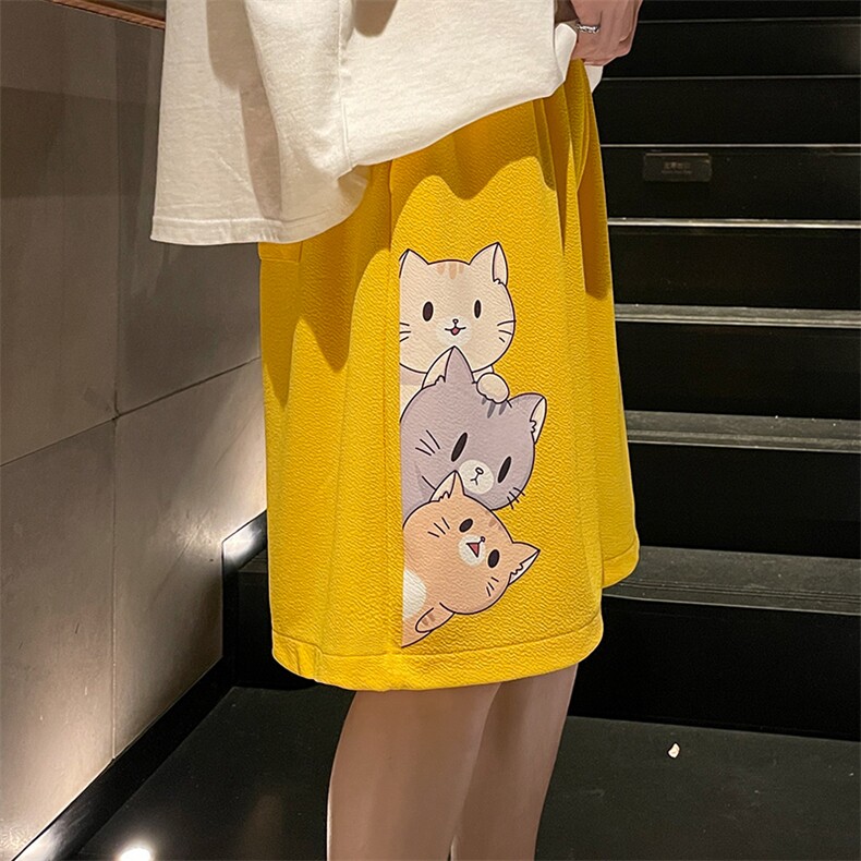 MK37164-P15冰丝短裤男士大码宽松休闲五分裤男运动中裤港风,男装休闲裤,电商A040