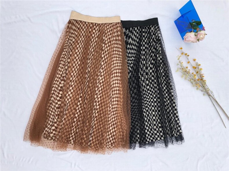 棋盘格网纱裙，其它，BD