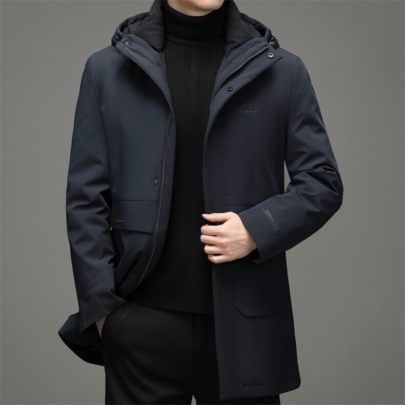 男士厚款羽绒服商务休闲中长款羽绒服宽松连帽款SNNYR867076-P360,男装羽绒服,电商B212（原钱塘6029）