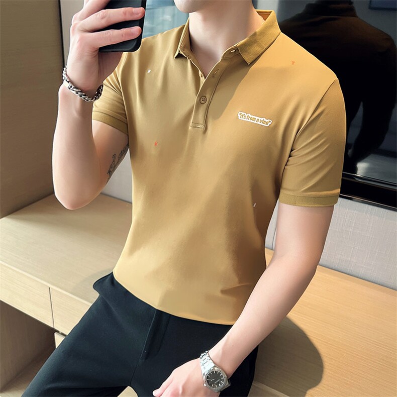 2024夏季新款英伦风高品质修身刺绣POLO衫冰丝短袖T恤男D257-p48,男装T恤,电商D303