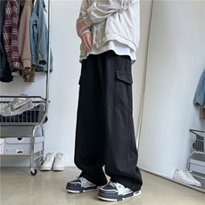 纯色工装裤男时尚潮牌简约宽松直筒百搭大口袋休闲长裤子HR31/P50，男装工装外套，星座506