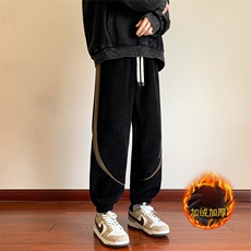 冬季加绒加厚电脑刺绣欧棉绒超细条宽松休闲运动束脚裤男868-P65，男装卫衣，电商C305A